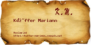 Küffer Mariann névjegykártya